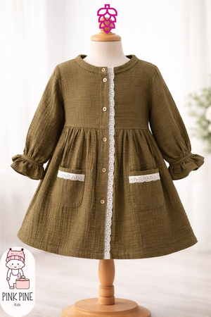 Girls Olive Green Frock