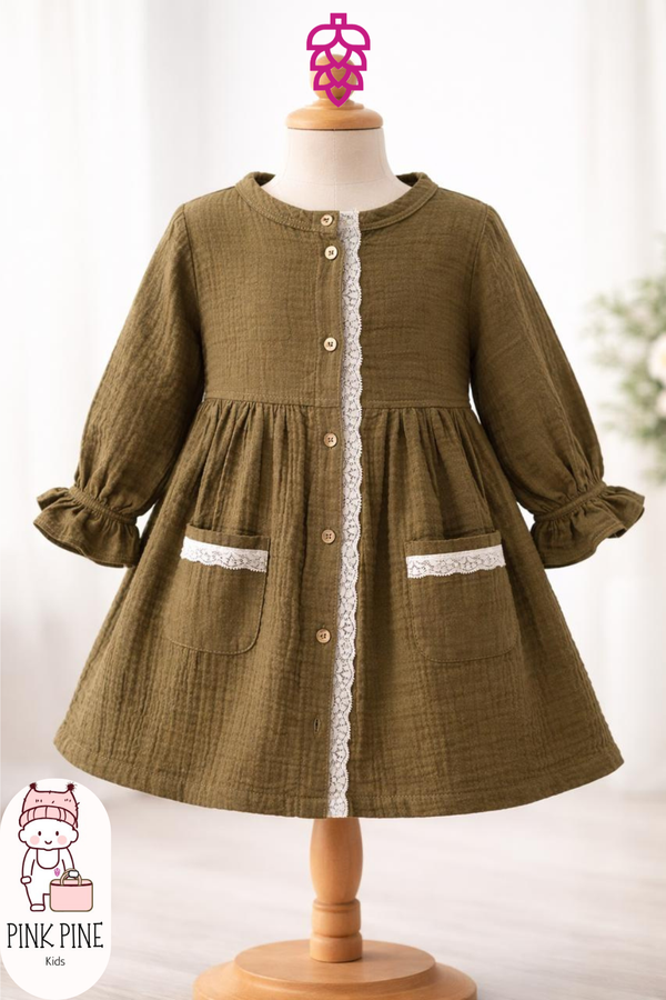 Girls Olive Green Frock
