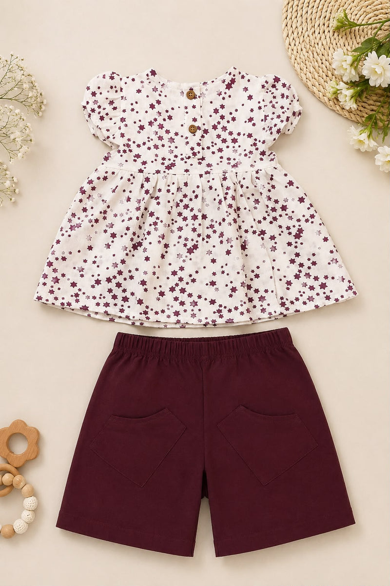 Girls Purple Shorts Stars
