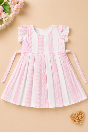 Girls Stripes Pink White